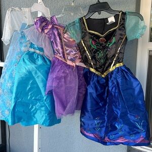 Lot Of 3 Toddler Girl’s Disney Princess Play Dresses Frozen Repunzel Size 4-6X